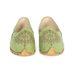 Women’s Pointed Laser-Etched Yemeni shoes - Green