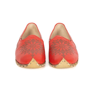 Women’s Pointed Laser-Etched Yemeni shoes - Red