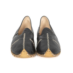 Women’s Stitched Pointed Yemeni Shoes - Black